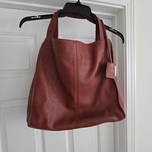 Rust Leather Tote Bag